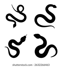 Snake silhouette vector illustration. Snake vector illustration. Snake silhouette isolated on white background.