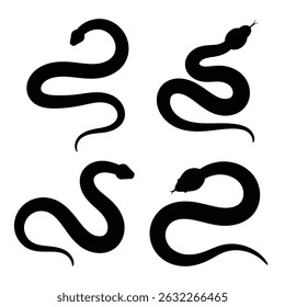 Snake silhouette vector illustration. Snake vector illustration. Snake silhouette isolated on white background.