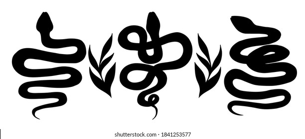 Snake silhouette vector on white background set. Isolated symbol. Vector illustration