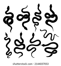 Snake silhouette vector on white set

