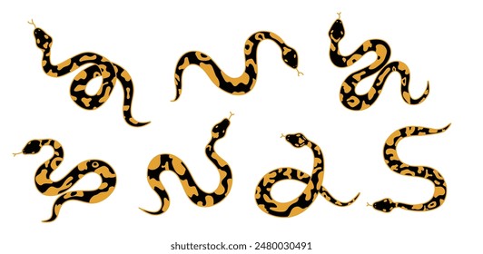 Snake silhouette vector on white set