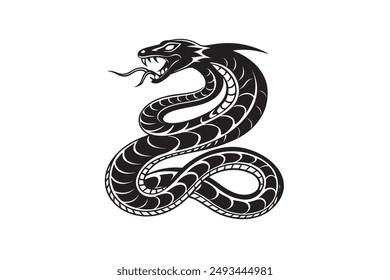 Snake Silhouette Vector Style With White Background