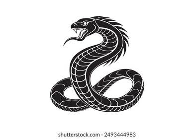 Snake Silhouette Vector Style With White Background