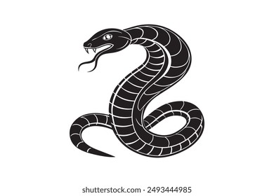 Snake Silhouette Vector Style With White Background