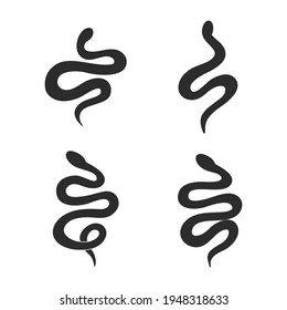 Se colocan siluetas de serpientes. Ilustración vectorial en blanco y negro.