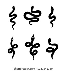 Snake Silhouettes Set Vector Black White Stock Vector (Royalty Free ...