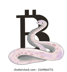 Snake Sits and Guards Bitcoin vector