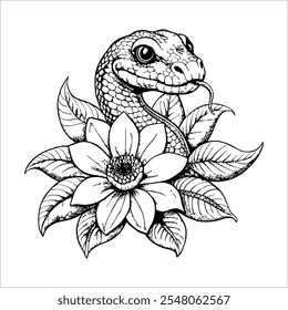 A snake is sitting on a flower