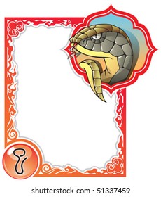 Snake, the sixth sign of the Chinese zodiac in cartoon style, vector illustration