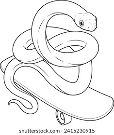 Snake Skater Skateboard Sports Animal Vector Graphic Art Illustration