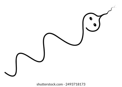 Snake. Sketch. Crawling animal. Vector illustration. Outline on a white isolated background. Long reptile with tongue. Coloring book for children. Idea for web design.