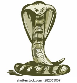 Snake sketch. Shades of green and yellow. Doodle style