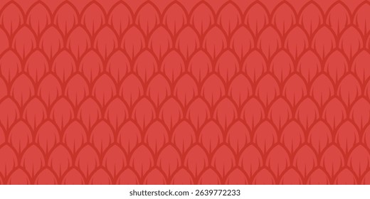 Snake skin background. Seamless pattern of squama, reptile scale. Chinese minimalistic grid art. Serpent surface texture in red and gold colors. Asian geometric ornament