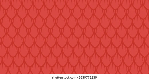 Snake skin background. Seamless pattern of squama, reptile scale. Chinese minimalistic grid art. Serpent surface texture in red and gold colors. Eps10