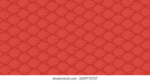 Snake skin background. Seamless pattern of squama, reptile scale. Chinese minimalistic grid art. Serpent surface texture in red and gold colors. Eps10