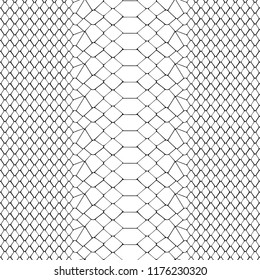 Snake skin black and white seamless pattern. Animal outline repeat wallpaper for textile prints, backgrounds, wrapping.