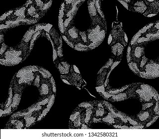 The snake skin on black background,hand draw