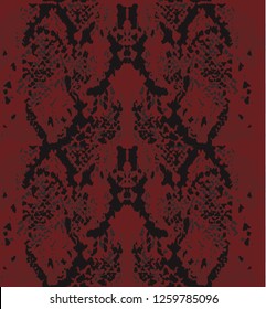 Snake skin on red background. Vector seamless pattern.