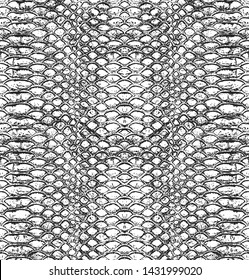 Snake skin pattern texture monochrome black and white. Vector. Texture snake. Fashionable print. Fashion and stylish background