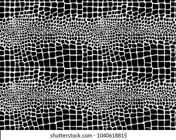 Snake skin pattern texture repeating seamless monochrome black & white. Vector. Texture snake. Fashionable print. Fashion and stylish background
