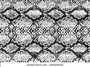 Textura de patrón de piel de serpiente que se repite sin fisuras en blanco y negro monocromo. Vector. Serpiente de textura. Impresión de moda. Moda y fondo elegante