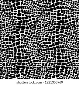 Snake skin pattern texture repeating seamless monochrome black white. Vector. Texture snake. Fashionable print. Fashion and stylish background