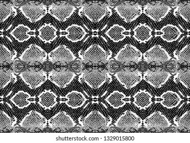 Snake skin pattern texture repeating seamless monochrome black and white. Vector. Texture snake. Fashionable print. Fashion and stylish background