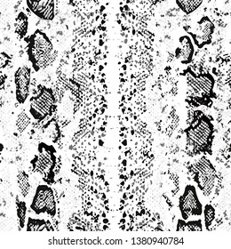 Snake skin pattern texture repeating seamless monochrome black and white. Vector. Texture snake. Fashionable print. Fashion and stylish background