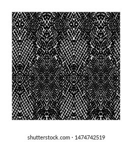 Snake skin pattern texture repeating seamless monochrome black and white. Vector. Texture snake. Fashionable print. Fashion and stylish background