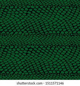 Snake skin pattern texture repeating seamless monochrome green & black . Vector. Texture snake. Fashionable print. 