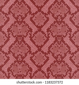 Snake skin pink and maroon seamless pattern. Animal colorful repeat wallpaper for textile prints, backgrounds, wrapping.