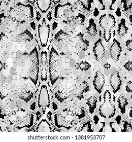 Snake skin scales texture. Seamless pattern black on white gray background. simple ornament, fashion print and trend of the season Can be used for Gift wrap, fabrics, wallpapers. Vector