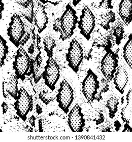 Snake skin scales texture. Seamless pattern black isolated on white background. simple ornament, fashion print and trend of the season Can be used for Gift wrap, fabrics, wallpapers. Vector
