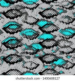 Snake skin scales texture. Seamless pattern black blue on Gray background. simple ornament, fashion print and trend of the season Can be used for Gift wrap, fabrics, wallpapers. Vector