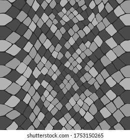 Snake skin scaly seamless drawing. Black and white reptile texture. Animal print. Vector cobra monochrome pattern