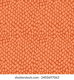Snake skin seamless pattern with color of year 2024 Peach. Texture of scales of crocodile, alligator, lizard, reptile. Fashion and luxury textile design. For print, banner, cover, wrapping paper.