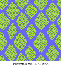 Snake skin seamless pattern vector illustration EPS10. Fashionable animal print. Exotic reptile stylish scale texture background in blue and green colors.