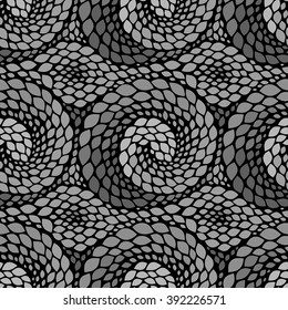 Snake skin texture. Seamless abstract pattern with colorful rhombuses. Vector illustration with abstract leaves.