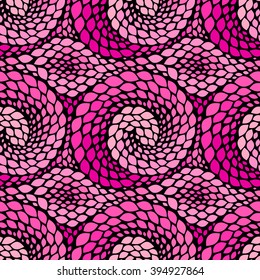 Snake skin texture. Seamless abstract pattern with colorful rhombuses. Vector illustration with abstract leaves.