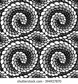 Snake skin texture. Seamless abstract pattern with colorful rhombuses. Vector illustration with abstract leaves.