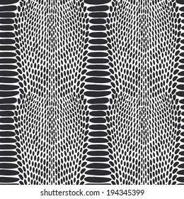 Snake skin texture. Seamless pattern black on white background. Vector