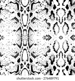 Snake skin texture. Seamless pattern black on white background. Vector