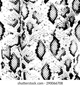 Snake skin texture. Seamless pattern black on white background. Vector