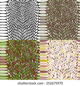 Snake skin texture set. Seamless pattern black on white background. Vector