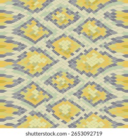 Snake skin yellow and gray colors. Reptile camouflage pattern for fabric design. Animal print, seamless python leather texture. Abstract background. Vector wallpaper