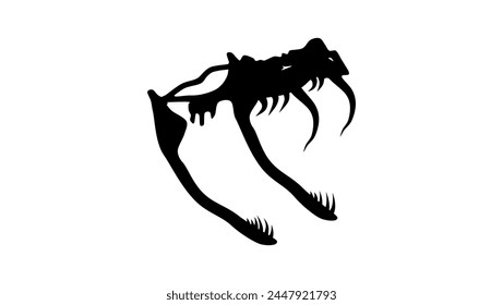 snake skull, black isolated silhouette