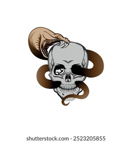 Snake and skull logo modern concept, vector illustration