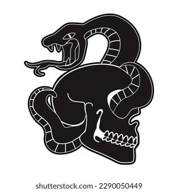 Snake Skull Patch V65 Patch Streetwear, Urban Design White and Black Colors Patch Commercial Use