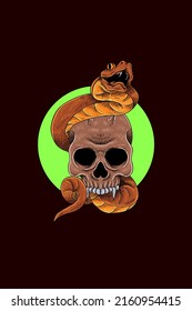 Snake with skull vector illustration