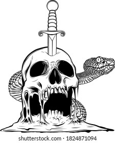 Snake and Skull Vector Illustration image design